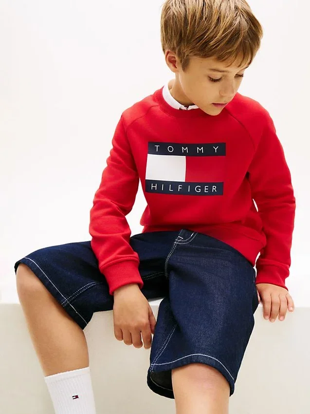 Tommy Flag Logo Raglan-sweatshirt voor kinderen Tommy Flag Logo Raglan-sweatshirt voor kinderen