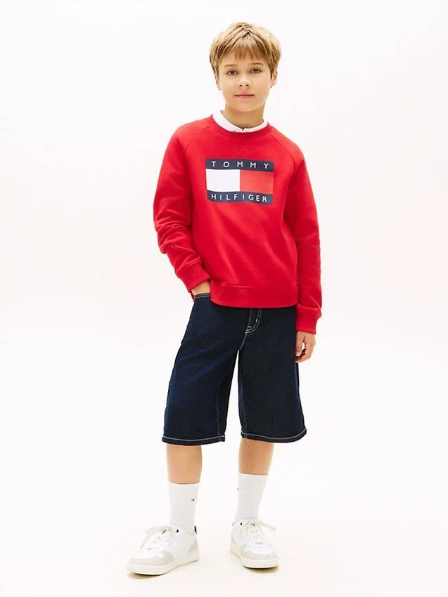 Tommy Flag Logo Raglan-sweatshirt voor kinderen Tommy Flag Logo Raglan-sweatshirt voor kinderen