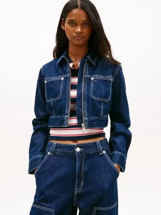 Tommy Jeans Cropped denim jasje met rits