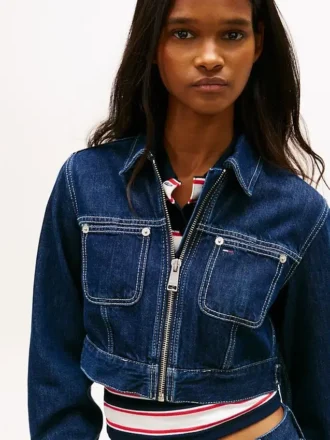 Tommy Jeans Cropped denim jasje met rits