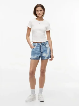 Tommy Jeans denimshort met omslag