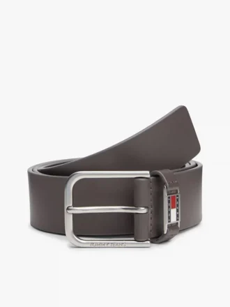 Tommy Jeans leren riem met geëmailleerde badge Tommy Jeans leren riem met geëmailleerde badge