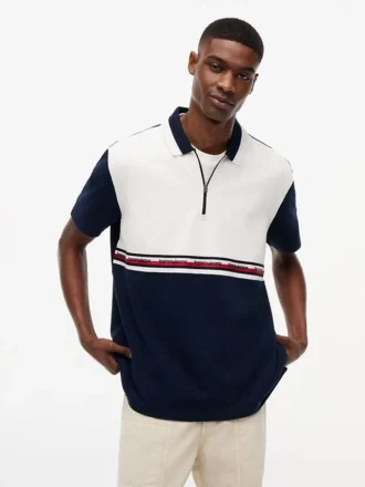 Tommy Jeans Relaxed Polo met kwartrits Tommy Jeans Relaxed Polo met kwartrits
