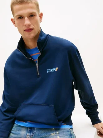 Tommy Jeans-sweatshirt met kwartritssluiting en logo