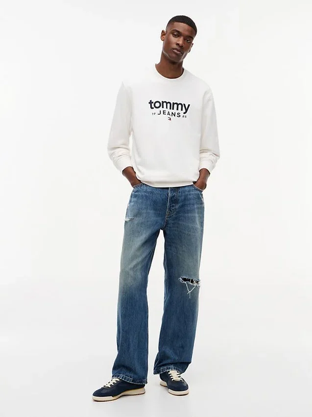 Tommy Jeans-sweatshirt met suède-look en logo Tommy Jeans-sweatshirt met suède-look en logo