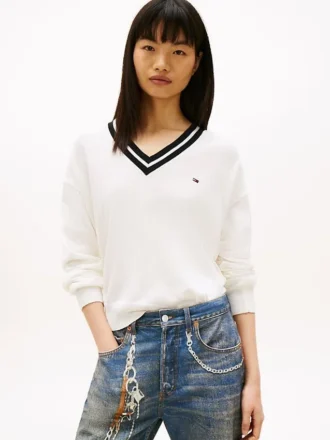 Tommy Jeans Trui met V-hals en relaxte pasvorm Tommy Jeans Trui met V-hals en relaxte pasvorm