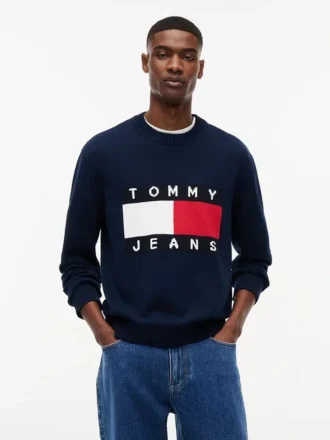 Tommy Jeans trui met vlaglogo en ronde hals