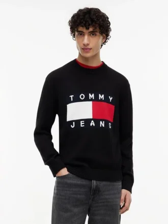 Tommy Jeans trui met vlaglogo en ronde hals