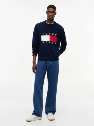 Tommy Jeans trui met vlaglogo en ronde hals