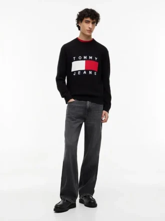 Tommy Jeans trui met vlaglogo en ronde hals