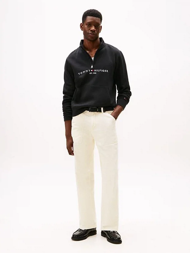 Tommy Logo-sweatshirt met kwartrits Tommy Logo-sweatshirt met kwartrits