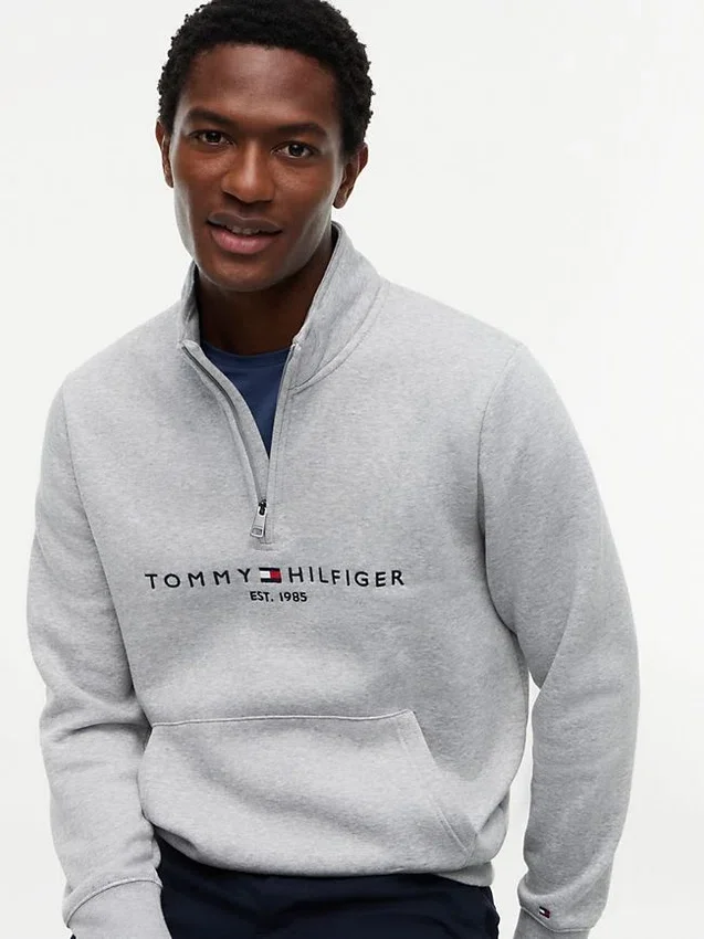 Tommy Logo-sweatshirt met kwartrits Tommy Logo-sweatshirt met kwartrits