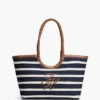 Tote bag met scriptmonogram en Bretonse strepen Tote bag met scriptmonogram en Bretonse strepen