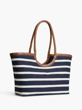 Tote bag met scriptmonogram en Bretonse strepen