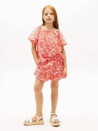 Tropisch bedrukte ruffle-short voor kinderen