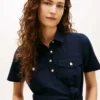 Utility-shirtjurk met korte mouwen en riemen Utility-shirtjurk met korte mouwen en riemen