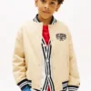 Varsity-bomberjack van gepeacht twill voor kinderen Varsity-bomberjack van gepeacht twill voor kinderen