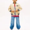 Varsity-bomberjack van gepeacht twill voor kinderen Varsity-bomberjack van gepeacht twill voor kinderen