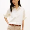 Versierd cropped popeline shirt Versierd cropped popeline shirt