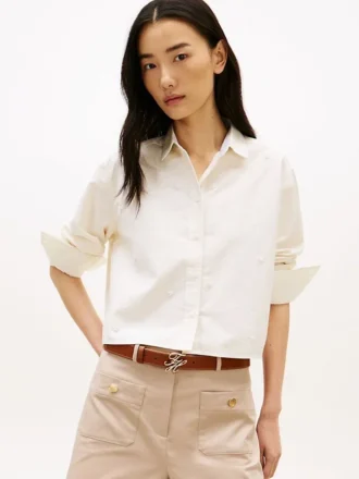 Versierd cropped popeline shirt