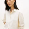 Versierd cropped popeline shirt Versierd cropped popeline shirt