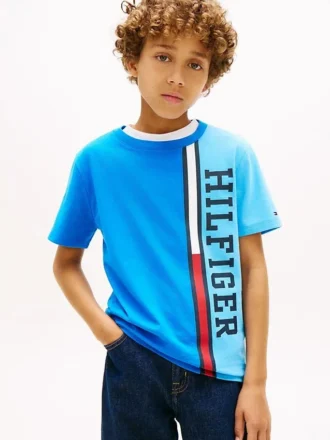Verticaal kleurblok T-shirt met logo voor kinderen