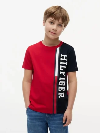 Verticaal kleurblok T-shirt met logo voor kinderen