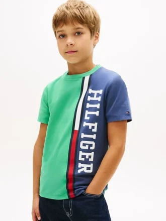 Verticaal kleurblok T-shirt met logo voor kinderen