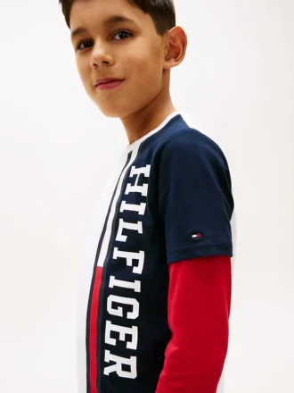 Verticaal kleurblok T-shirt met logo voor kinderen