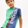 Verticaal kleurblok T-shirt met logo voor kinderen Verticaal kleurblok T-shirt met logo voor kinderen