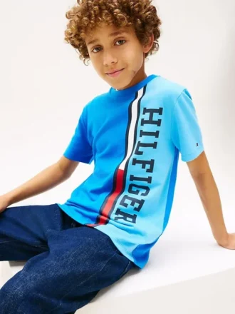 Verticaal kleurblok T-shirt met logo voor kinderen