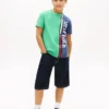 Verticaal kleurblok T-shirt met logo voor kinderen Verticaal kleurblok T-shirt met logo voor kinderen