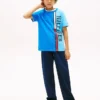 Verticaal kleurblok T-shirt met logo voor kinderen Verticaal kleurblok T-shirt met logo voor kinderen