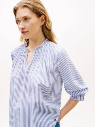Voile-shirt met plooitjes en ruches