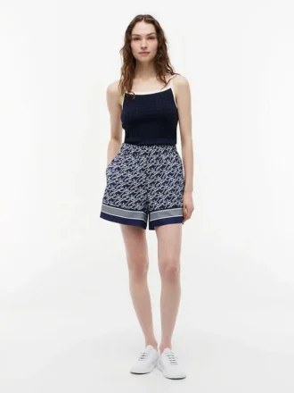 Voile short met all-over scriptmonogram