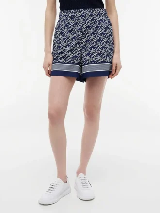 Voile short met all-over scriptmonogram