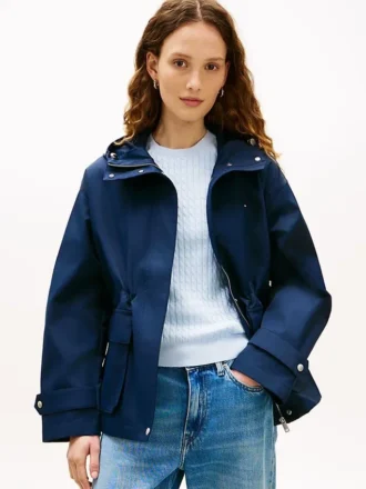 Waterafstotende korte parka met capuchon