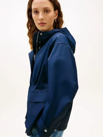 Waterafstotende korte parka met capuchon