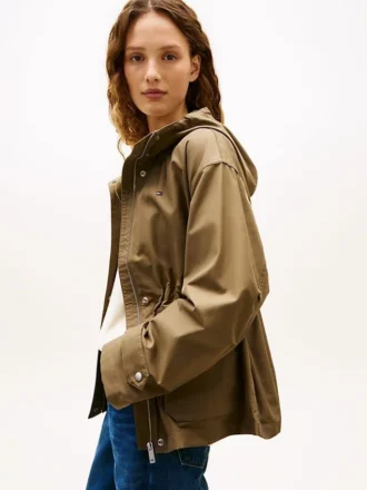 Waterafstotende korte parka met capuchon