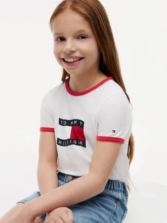 Wavy Flag Logo Ringer T-shirt voor kinderen