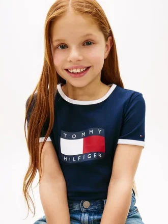 Wavy Flag Logo Ringer T-shirt voor kinderen Wavy Flag Logo Ringer T-shirt voor kinderen