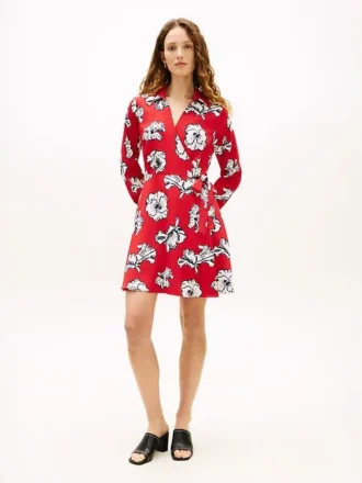 Wikkeljurk van crêpe met bloemenprint