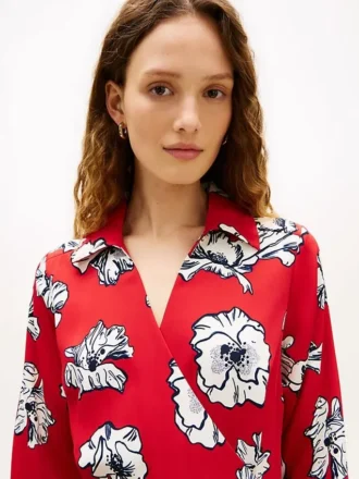 Wikkeljurk van crêpe met bloemenprint