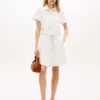 Witte denim shirtjurk met riem