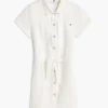 Witte denim shirtjurk met riem